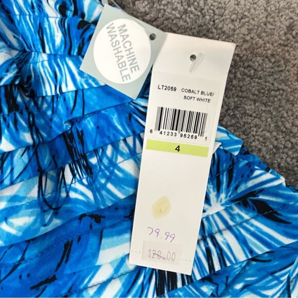 🆕 London Times Bandeau Dress Womens Size 4 Tropical Stretch Form Fitted NWT - Picture 8 of 13